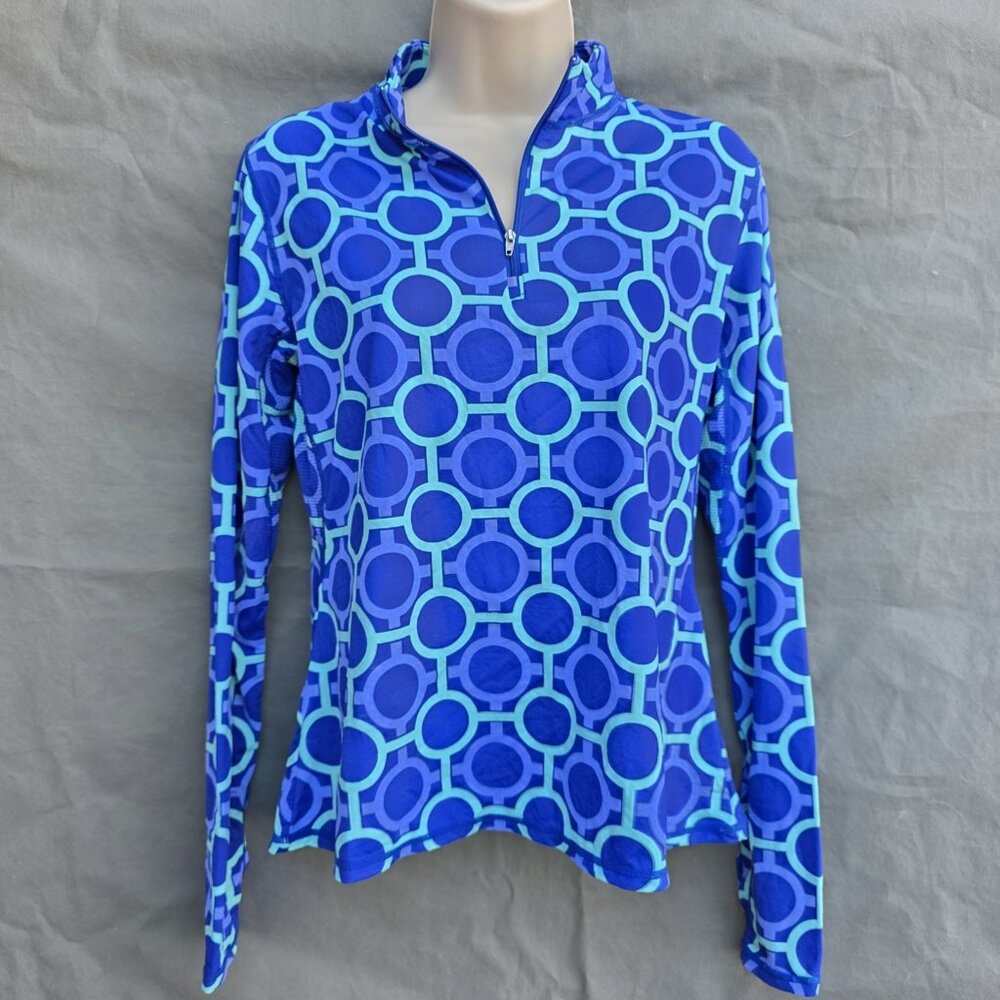Sol Chill All For Color Size S Pullover Shirt Quarter Zip Mesh Blue Green Golf